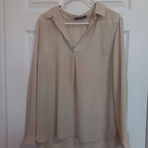 2/$25 Suzy Shier Beige Blouse with Collar Detail